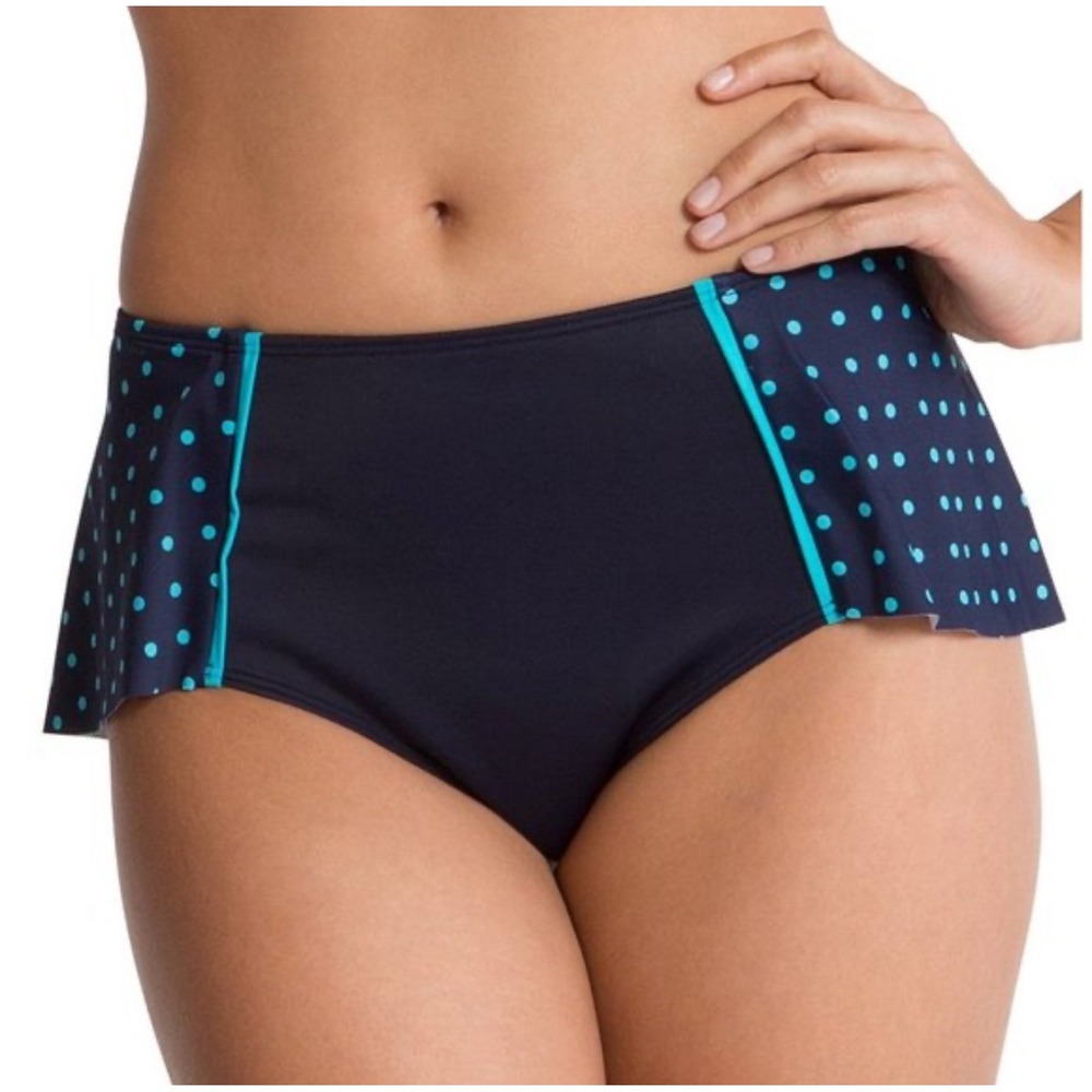 SPANX Navy Splash‎ Polka Dot Flirty Skirted Swimsuit Bottoms Size 8 NWT